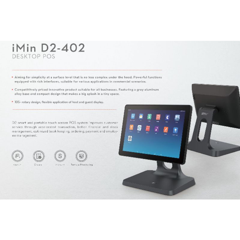 Mesin Kasir iMin D2 402 Android POS Desktop 10.1&quot; 1/8GB