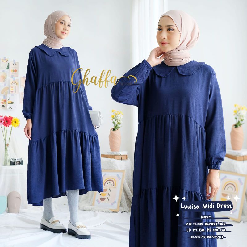 LUWISA MIDI DRESS BY GHAFFA THE LABEL (MIDI DRESS MUSLIMAH) Dress wanita rekomended