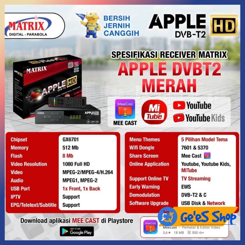 TERLARIS , STB (SET TV BOX) / RECEIVER DIGITAL DTB-T2, ada youtube dan Y-kids