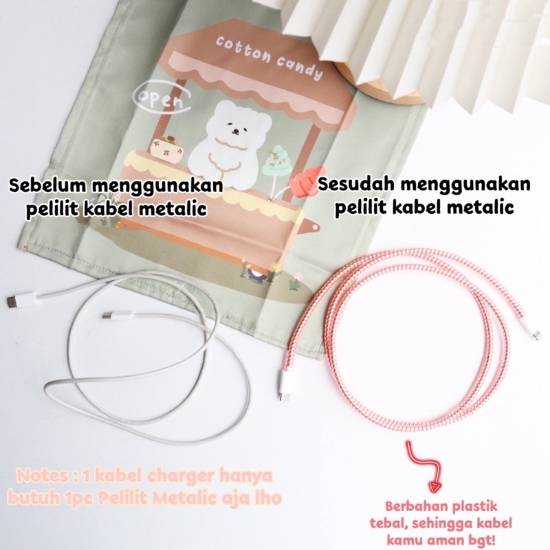 BAHAN TEBAL 1.4 METER / TERMURAH DI SHOPEE HARGA PABRIK / Pelilit Kabel Spiral Warna Metalic / Pelindung Cable Hp Charger Universal / Cord Protector Color