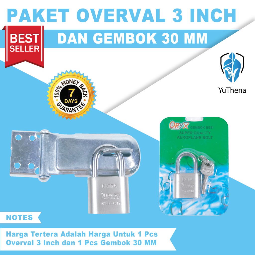 Paket Overval Gembok 3 Inch Dan Gembok 30 Mm Siap Pakai