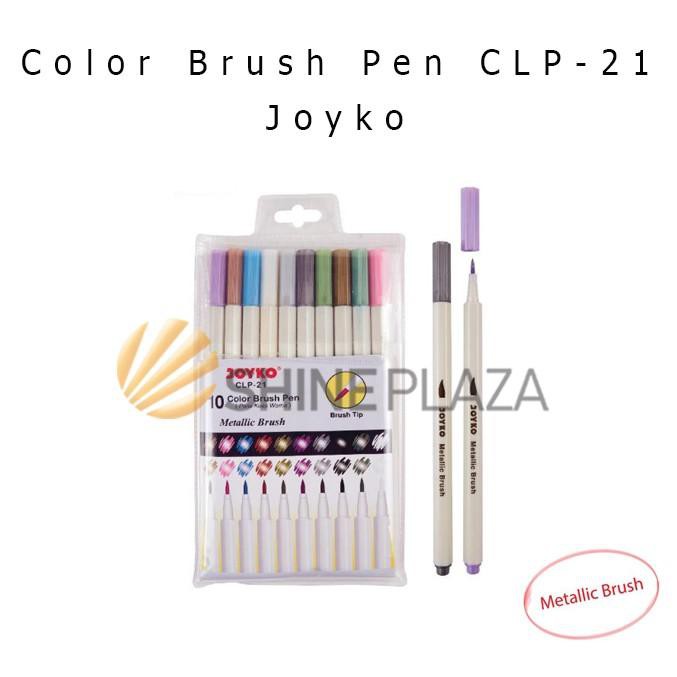 

M4asih Ready,,Color Brush Pen Joyko 10 Warna CLP-21 - Color Brush Pen Joyko Metallic |siap Diorder..