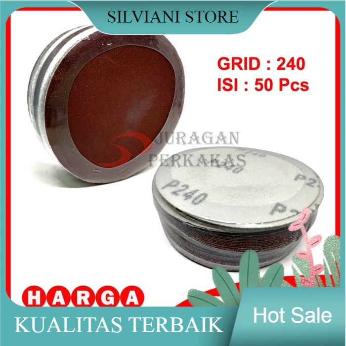 AMPLAS BULAT NO 240 AMPLAS VELCRO TEMPEL MATA GERINDA 4 INCH - 50 PCS