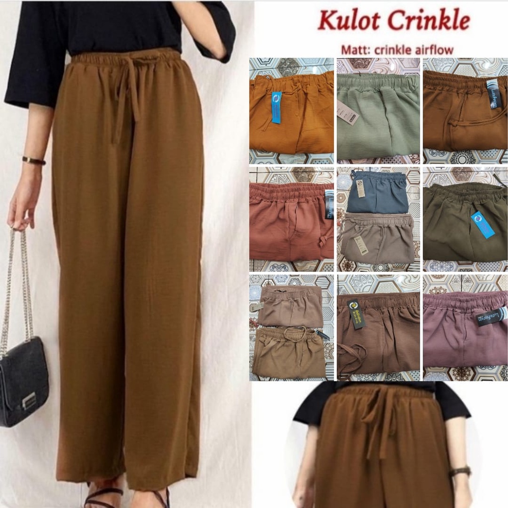 Celana Panjang Wanita Kulot Crinkle / kulot krinkel kekinian ukuran Allsize