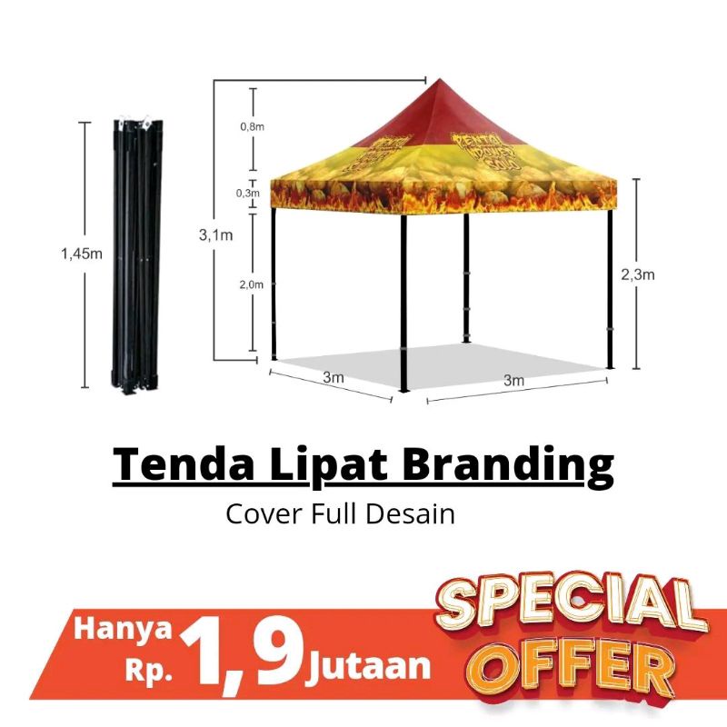 Tenda lipat 3x3 m full branding