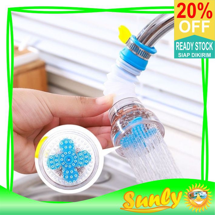 ☀ Sunly ☀ A041 ORI (ADA KOTAK) Saringan Air Bersih Faucet Flash Anti Splash Shower Sambungan Flexible Panjang Keran Kran Air Filter Aerator Putar 360 Import