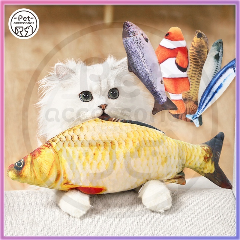 mainan kucing bentuk ikan dan catnip mainan boneka tahan gigitan mainan kucing