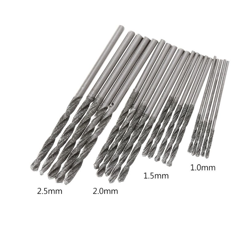 Mary 20Pcs / Set Mata Bor Twist Lapis Berlian 1mm 1.5mm 2mm 2.5mm Untuk Kaca / Metal / Ubin / Batu