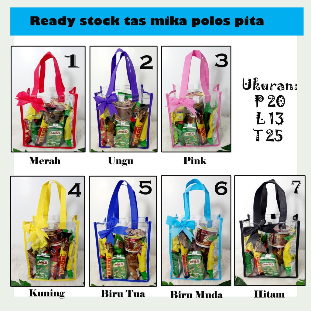 

Ready Stock Goodie Bag/Tas Ultah Mika Polos Pita Unik Lucu