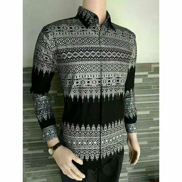 Kemeja Batik Pria Lengan Panjang Size M L Xl Xxl Bswart Batik Hrb026 Kenango Panjang Padi