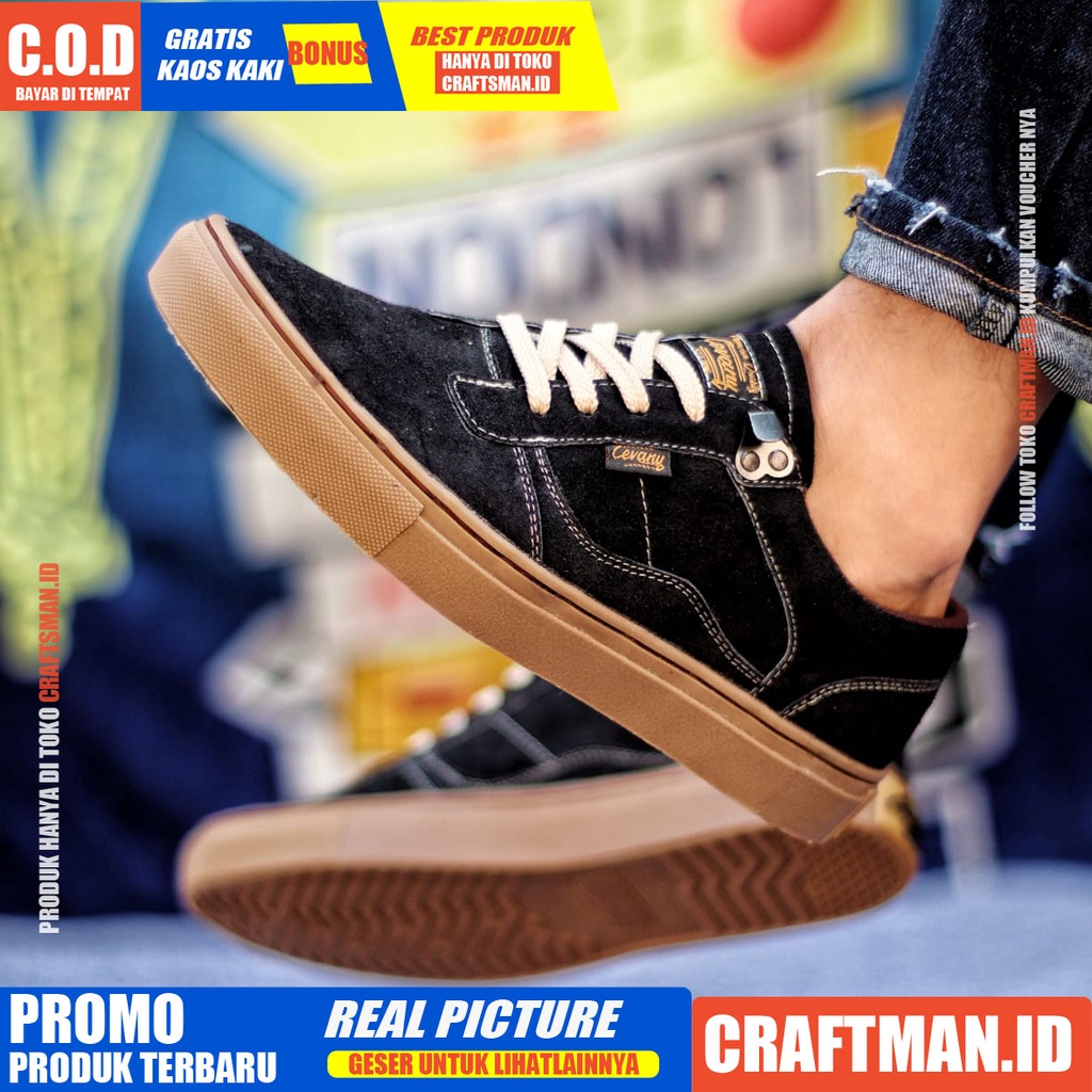 CRAFTS - Sepatu Formal Casual Hitam Sneakers Kerja Pria