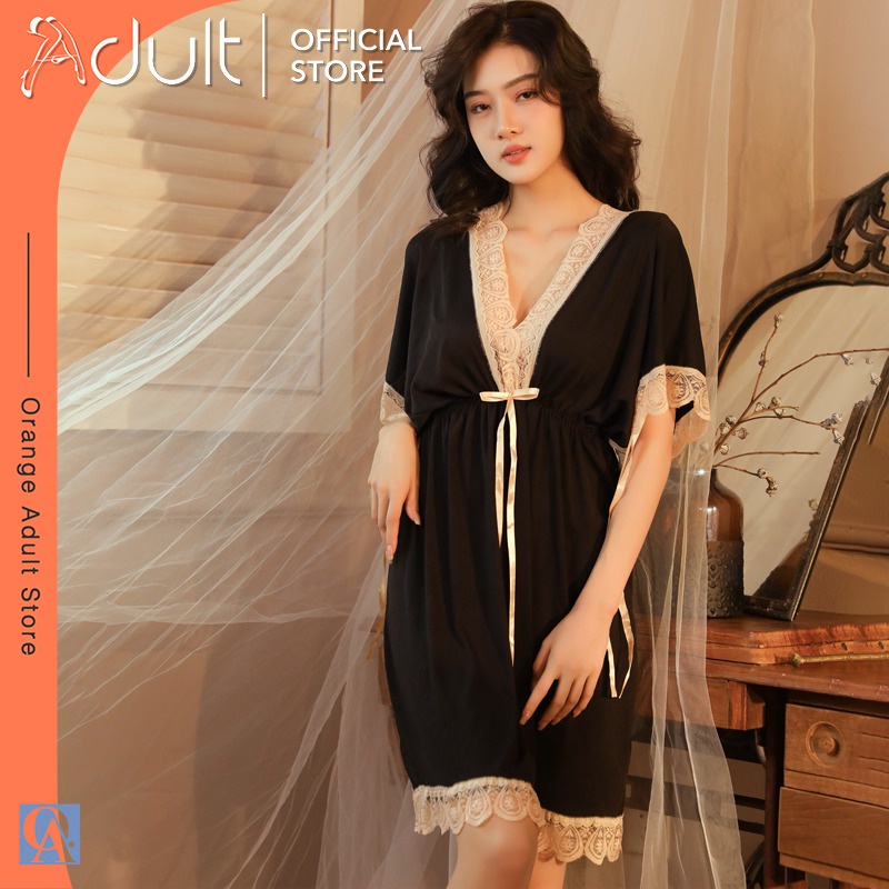 ORANGE ADULT Lingerie Sexy Dress Baju Dinas Malam Sexy Daster Malam Elegan 8070