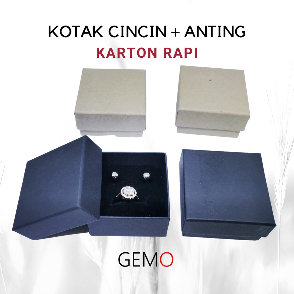 Kotak Cincin + Anting Model Kardus - Box Perhiasan Tempat Perhiasan Jewelry Murah / Ring Earing Set Tempat Jewelry Murah Cocok Untuk Gift / Hadiah, Lamaran, Mahar Pernikahan, Hantaran Tunangan, Seserahan Pernikahan