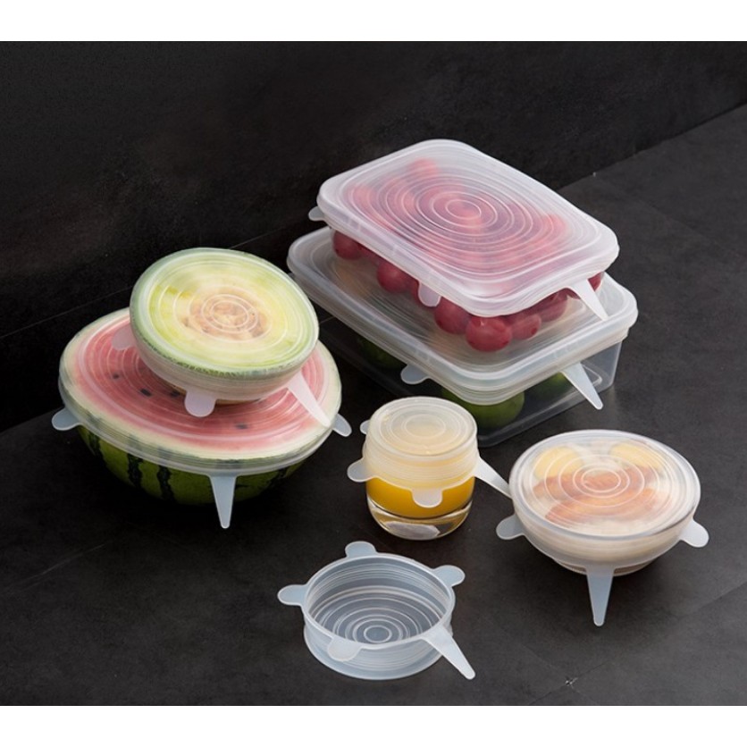 AS1912  Cover Tutup Mangkok Silikon Anti Tumpah 6 in 1 Stretch Food Cover Silicone Mangkok Gelas