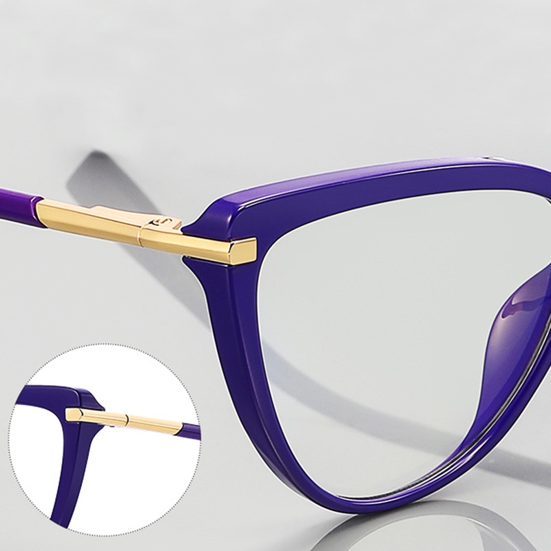 Kacamata Optik Desain Mata Kucing Warna Permen Anti Blue Light Bahan Metal Engsel TR90