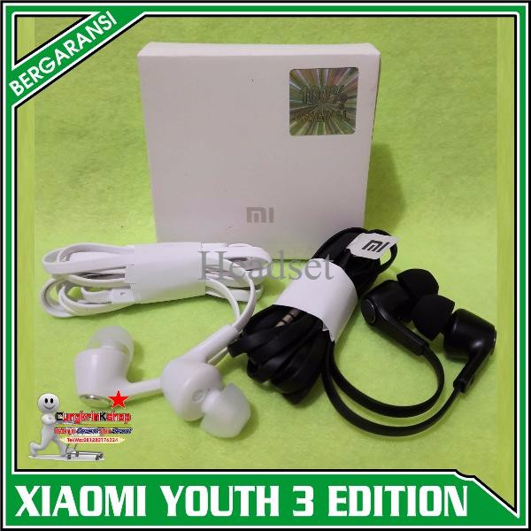 Headset Handsfree Earphone XIAOMI PISTON Gen 3 ORIGINAL 100% hitam ,  Headset