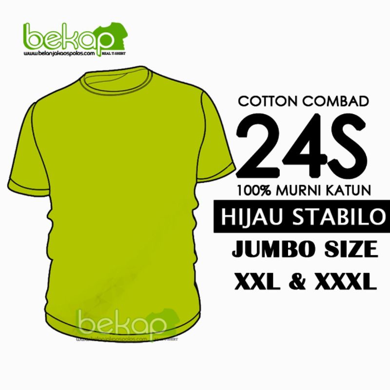 Original Kaos Polos Katun Combad 24s Warna Hijau Stabilo Tebal Kaos Polos Cowo Cewe Unisex