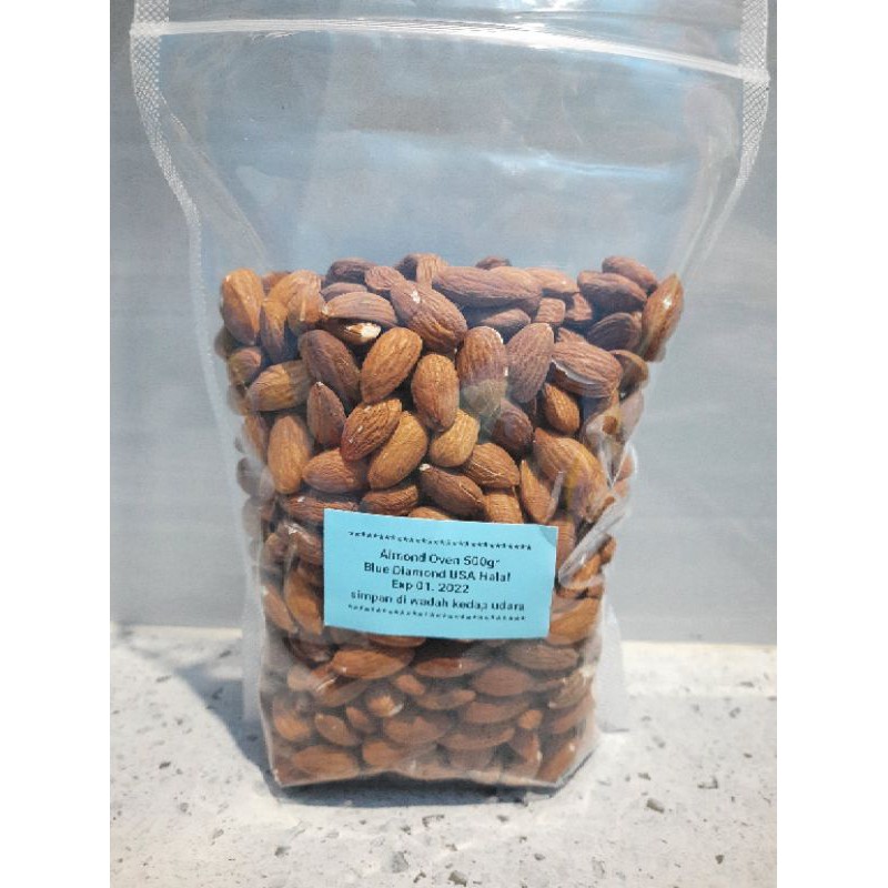 Kacang almond Oven 500gr roasted almond panggang cemilan diet kacang healthyfood susu almond vegan vegetarian