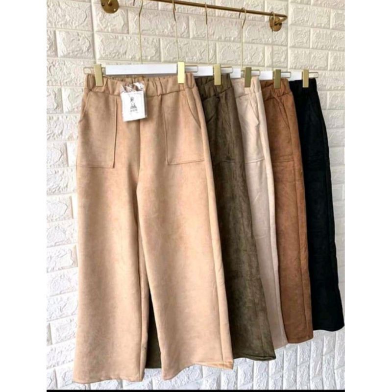 ALEEYA Kulot Suede Panjang Kantong Tempel / Yunita Pants Suede Cullotes (3107)