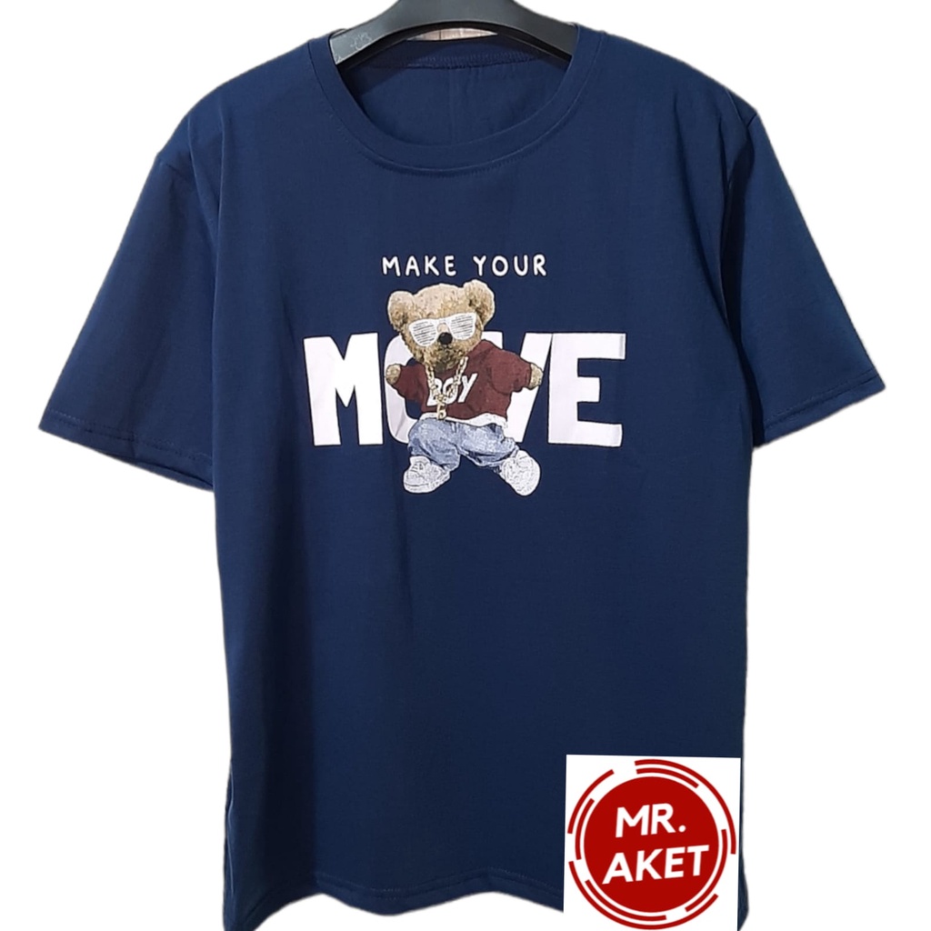 PROMO!!KAOS PRIA DEWASA MOTIF BEAR MOVE TREND KEKINIAN BAHAN KATUN LENGAN PENDEK/T-SHIRT TERBARU DENGAN HARGA MURAH