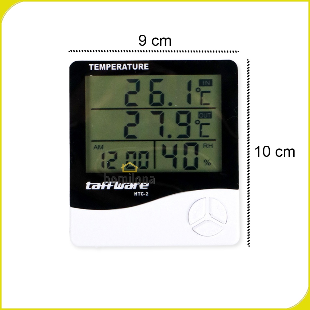 Digital Temperature Humidity Meter with Clock Alarm Calender - Taffware HTC-2 White