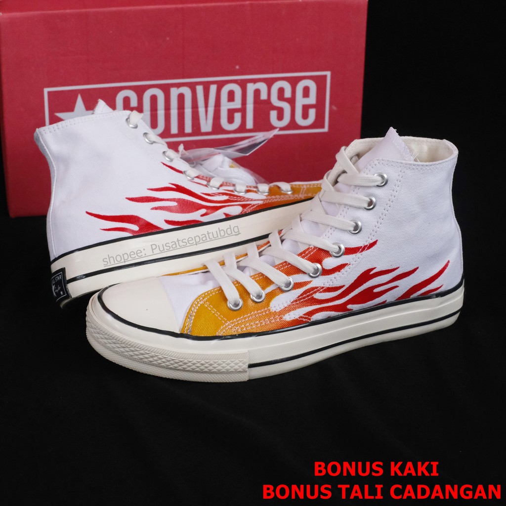 CONVERSE FLAME HIGH WHITE RED MOTIF 70S EGRET