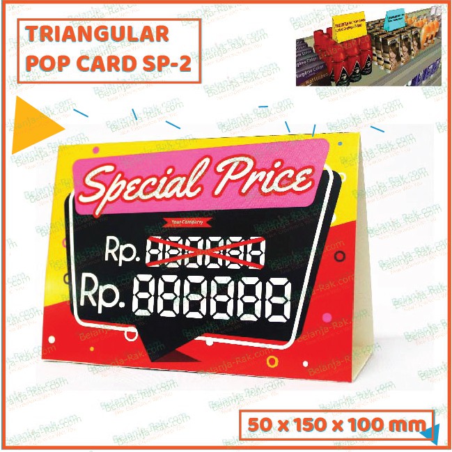 

Triangular Pop Card Promo SPECIAL PRICE SP-3 Kertas Promosi 1 Pack isi 10pcs