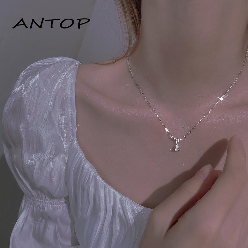 Kalung Wanita Bentuk Water Drop Aksen Berlian Untuk Hadiah Ulang Tahun