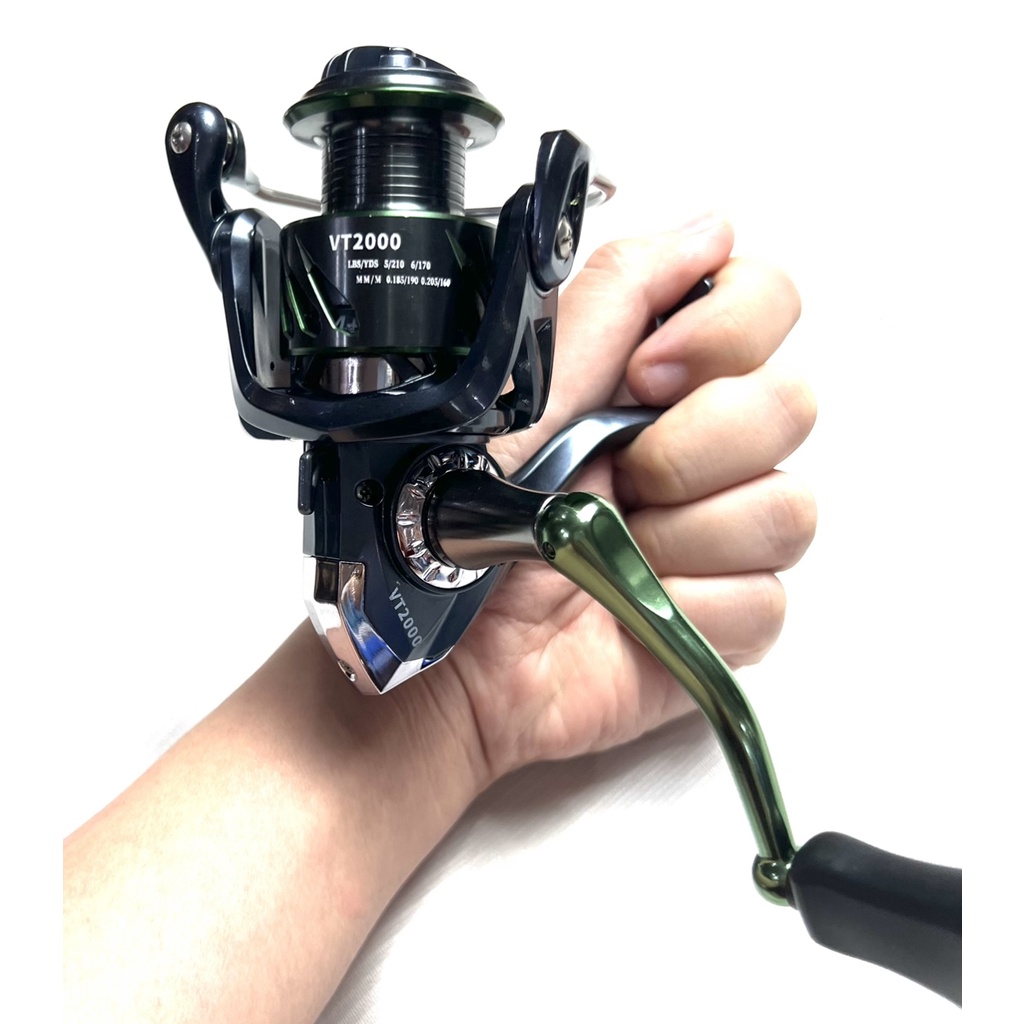 POWER HANDLE GULUNGAN PANCING REELSKING VT 2000 -7000 WARNA HITAM HIJAU SPINNING REEL SPOOL METAL