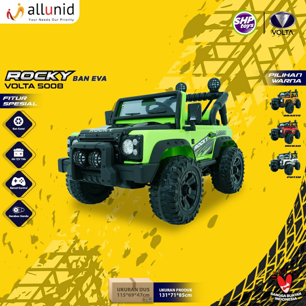 Mainan Anak Mobil Aki Remote Control Mobil Aki Anak Offroad Ban Karet