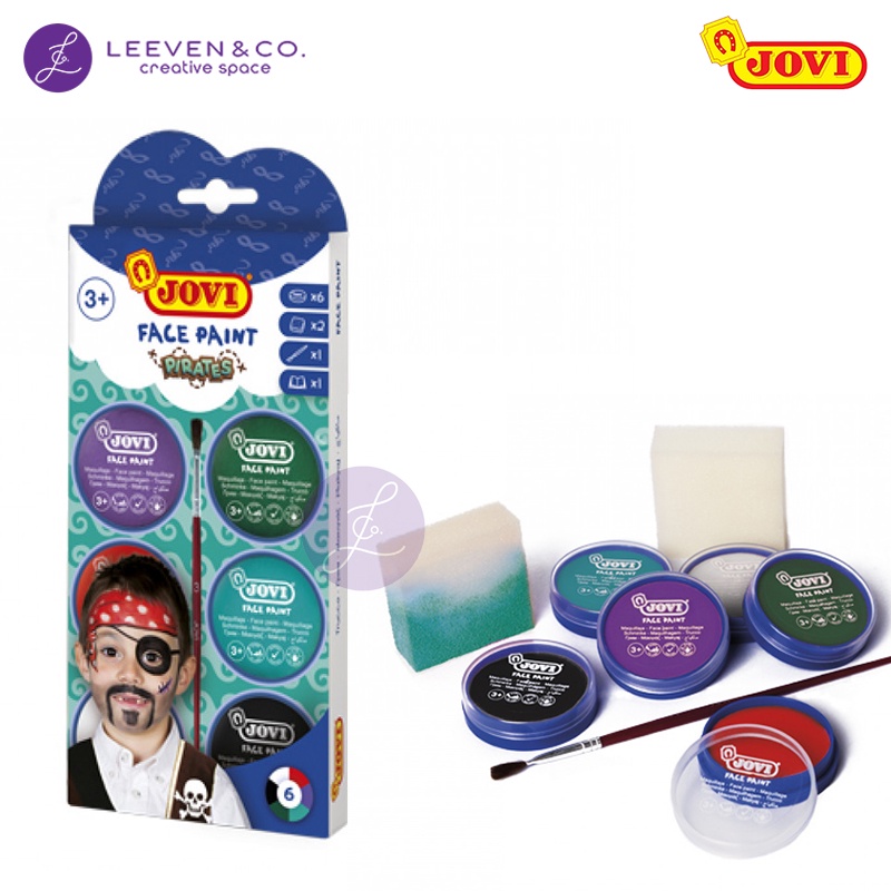 

JOVI FACE PAINT SET 6JARS 8ML ASSORTED COLORS + ACCESSORIES.