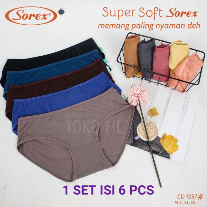 PAKET ISI 6PCS / Setengah Lusin Sorex CD Wanita 1257 Super Soft Lembut 6 PCS