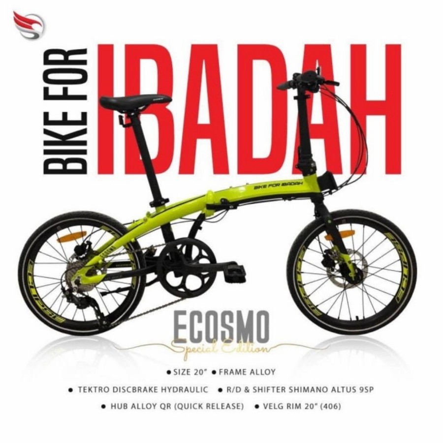 (KARGO) Sepeda Lipat Dewasa Element Ecosmo 9 Bike For Ibadah Aa Gym Shimano Altus Hydraulic