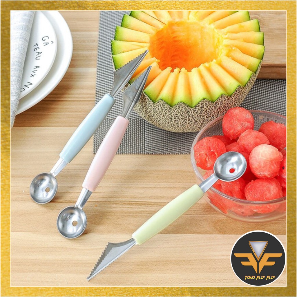 Alat Kerokan Buah / Cetakan Cocktail / Fruit Baller Carving Scoop 2 in 1 / Cocktail Tools 2 in 1