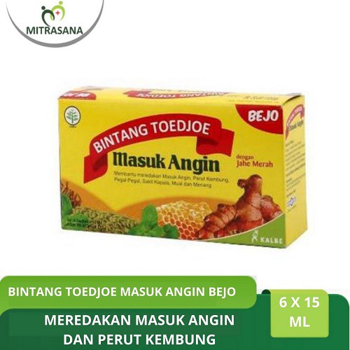 

Bintang Toedjoe Masuk Angin Dengan Jahe Merah 15 Ml Isi 6 Sachet