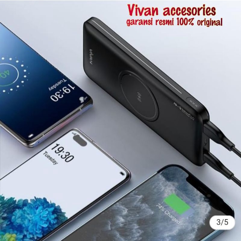 Vivan Powerbank VPB-W11 Wireless 10000MAH.Fast Charging QC3.0/PD garansi resmi