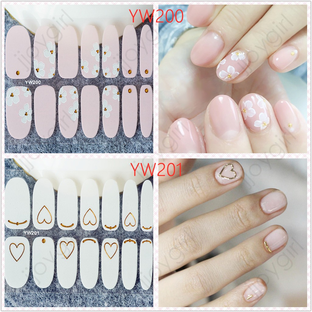 YW Motif Sticker Kuku Stiker Glitter Sticker Kuku Marble Cartoon Nail 14PCS / sheet Nail Sticker