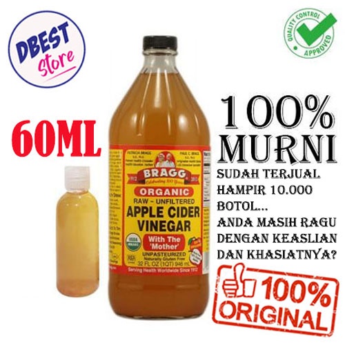 DBEST - PROMO MURAH - Bragg Apple Cider Vinegar - Share in Jar 60 mL ( Cuka Apel Bragg ) - BISA COD