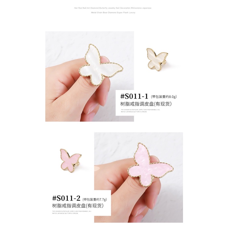 MSY Ring Pallete Nail Art Shell /Display Palet Butterfly/Wadah Pencampuran Warna/Acrylic Finger Ring Plate Manicure Tool