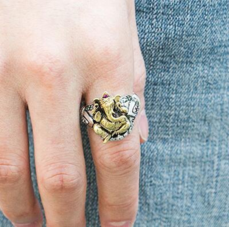 Thailand Lucky Elephant Animal with Stainless Steel Fashionable Jewelry  Ring for Men Punk Cool High Quality Fashion Jewelry for Party