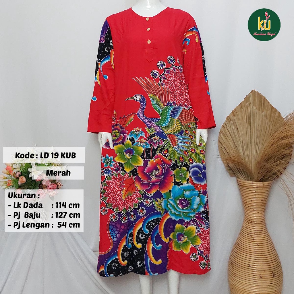 COD LD 20 KUB | DASTER PANJANG KENCANA UNGU ASLI LABEL BIRU | LongDress Wanita Lengan Panjang Busui ini-Merah I