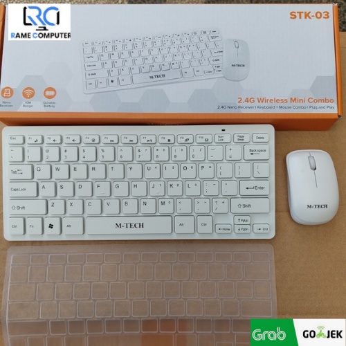 KEYBOARD MOUSE WIRELESS MINI COMBO MTECH STK03 WHITE