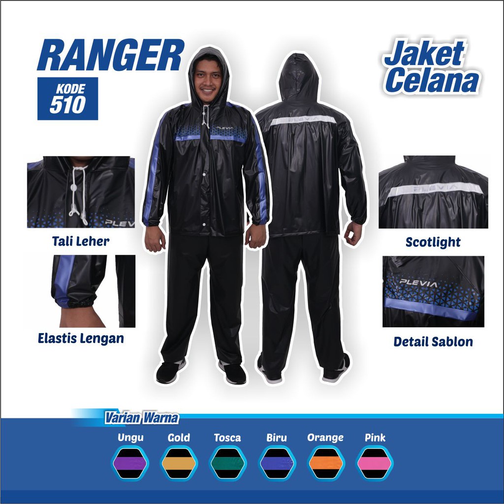 IDOLMART Jas Hujan Setelan Plevia Jaket Celana Ranger 510 - Raincoat Dewasa Pria Wanita Murah Surabaya