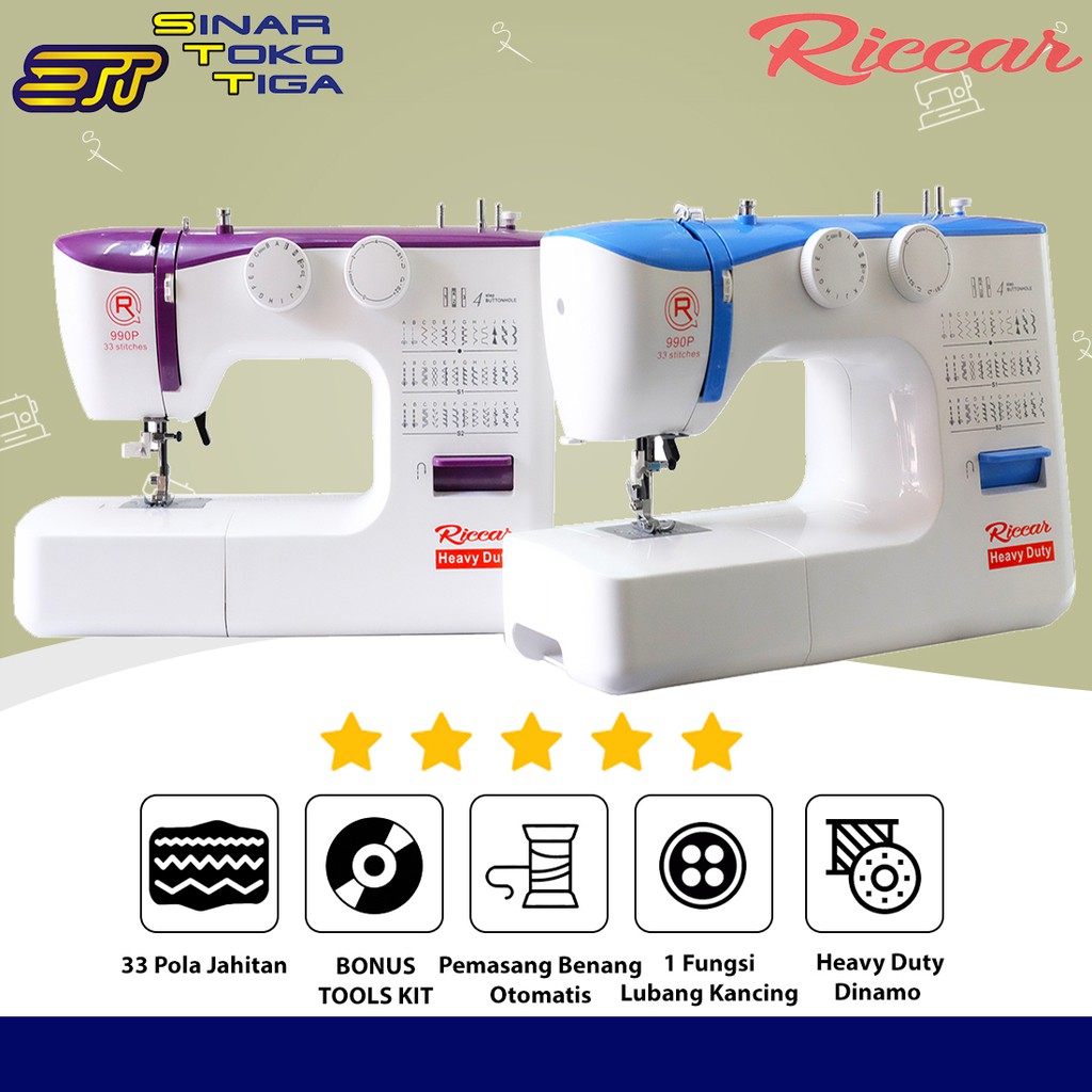 RICCAR 990P HEAVY DUTY MESIN JAHIT TEBAL PORTABLE 990 P / RICCAR 990 P XT