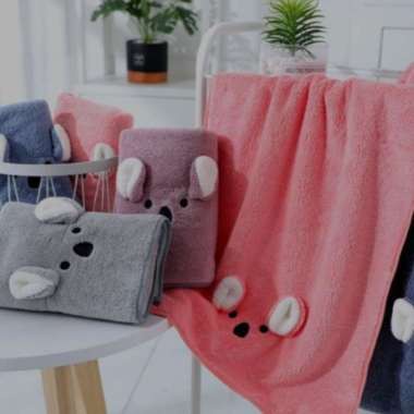 Handuk Mandi Bayi Microfiber Boneka Karakter Lucu 50x100cm/Best Seller
