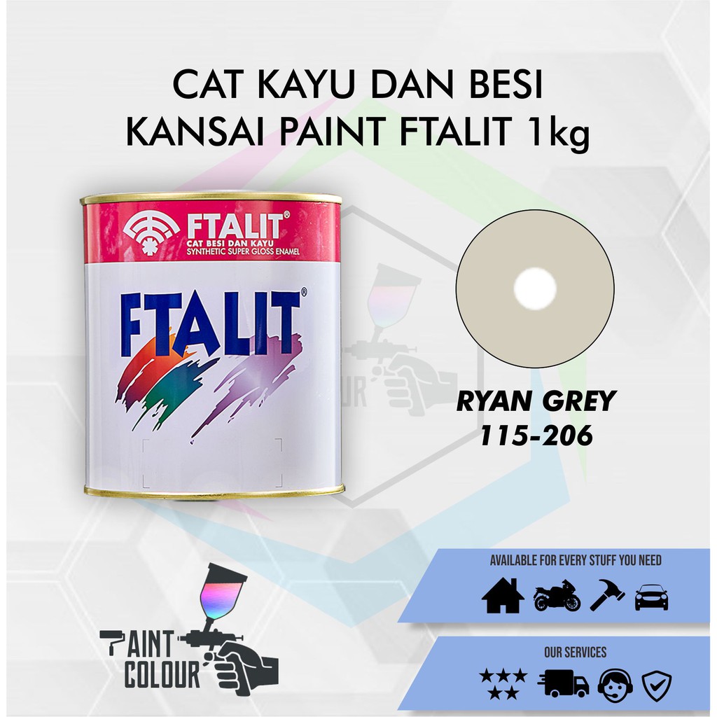 Cat Besi dan Kayu KANSAI PAINT FTALIT 1kg - 115-206 Ryan Grey