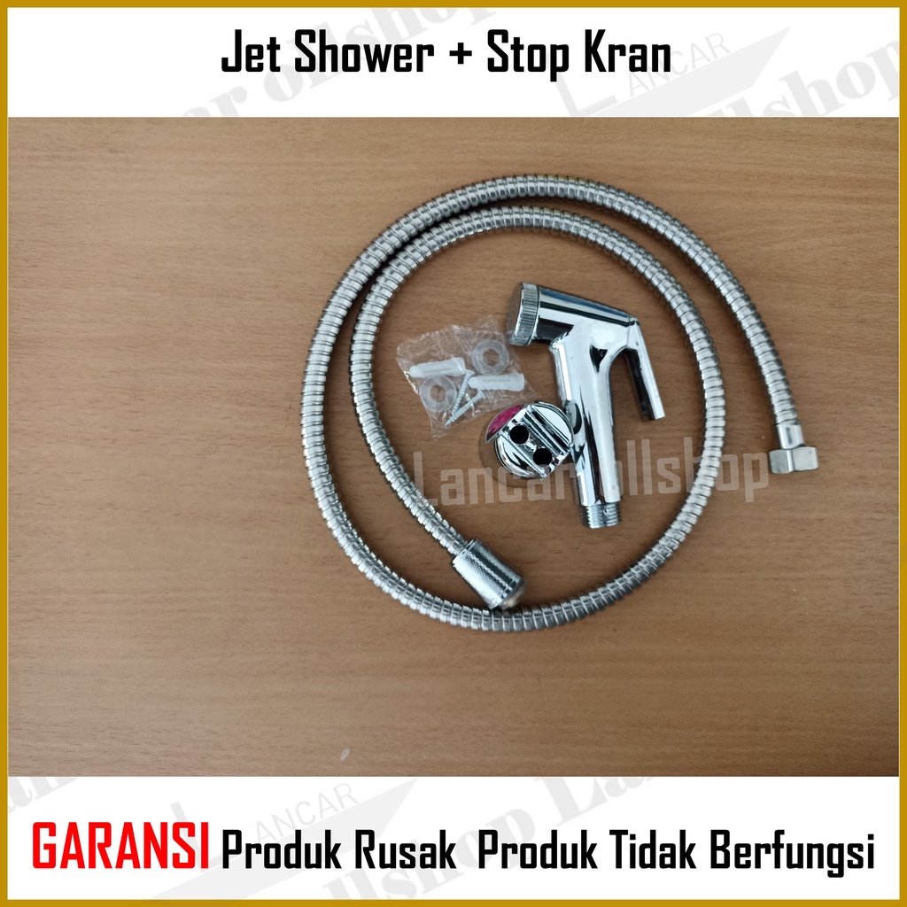 Jet Shower Kloset Toilet Closet Cebok WC Semprotan Duduk Kamar Mandi Ringan Kamar Mandi Krom Stop Kran 1 Set