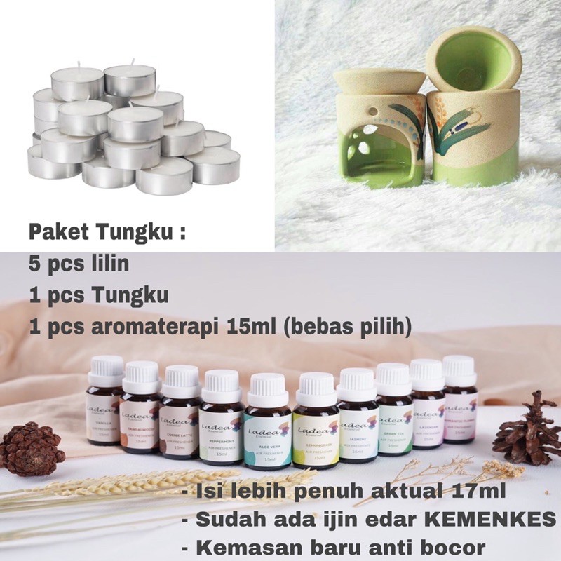 LADEA AROMA TERAPI | AROMATHERAPY | ESSENTIAL OIL | PENGHARUM RUANGAN | PAKET TUNGKU BURNER HUMIDIFIER