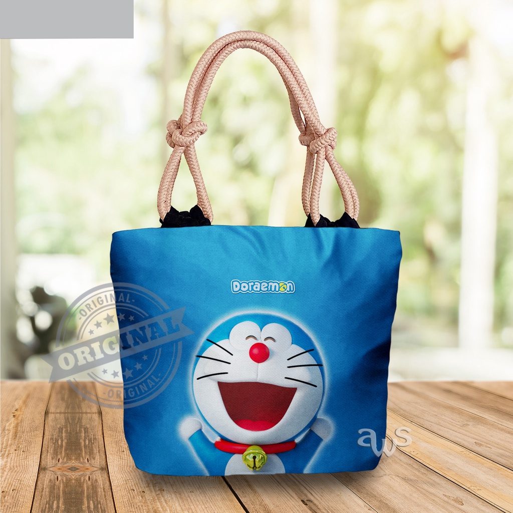 Hijab 2020 Alwafa Shop ToteBag Sumbu Wanita Muslimah Tote Bag Sumbu Hijab Motif Kartun Doraemon