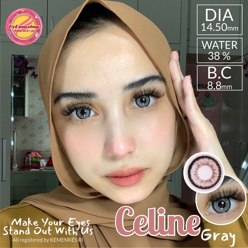 EYEMAZING Softlens - CELINE Brown / Gray / Coklat / Abu Normal Minus Beda Minus